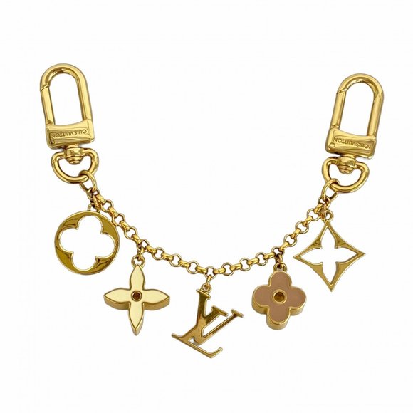 Louis Vuitton Fleur de Monogram Keychain M65111 Gold White Beige Women's P104... - Picture 1 of 5